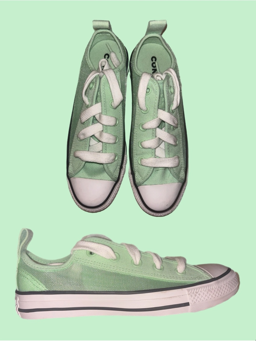 Converse Low Top Sneakers - Mint Green & White